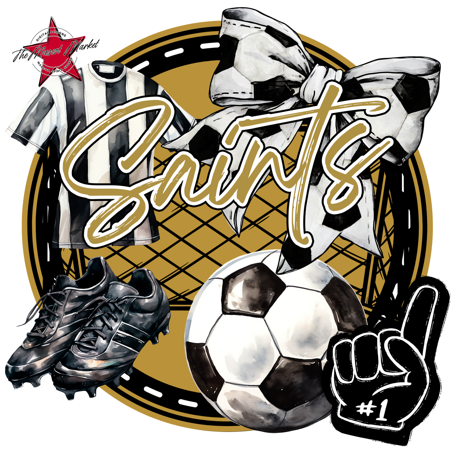 Saints Circle Soccer Design-Gold