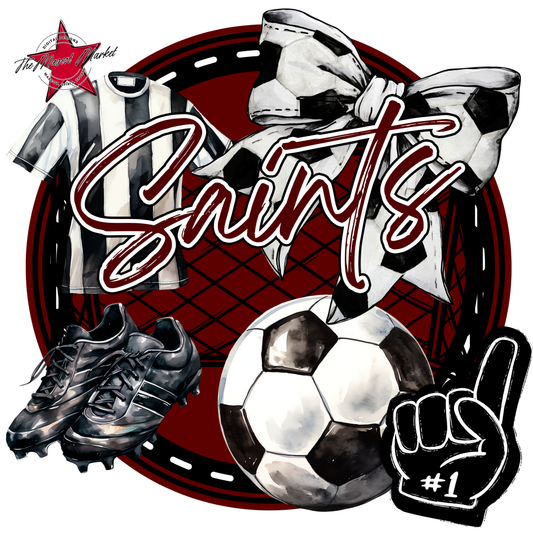 Saints Circle Soccer Design-Maroon