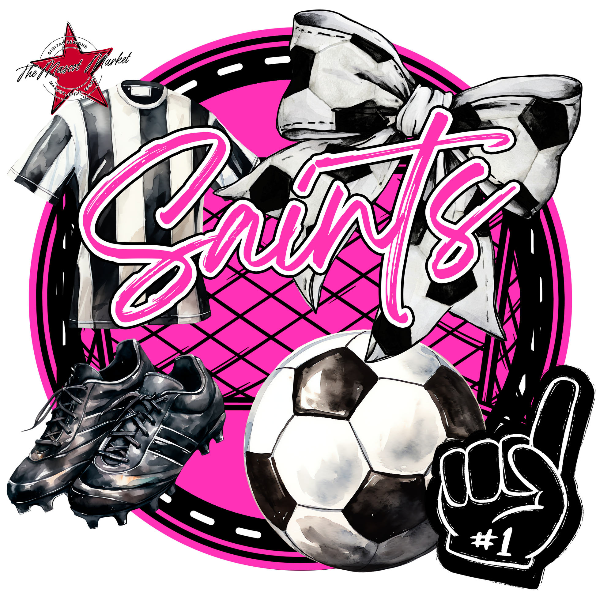 Saints Circle Soccer Design-Pink