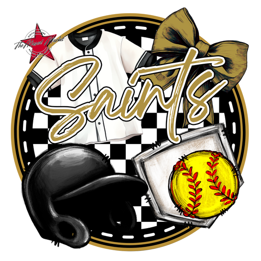 Saints Circle Softball Design-Gold