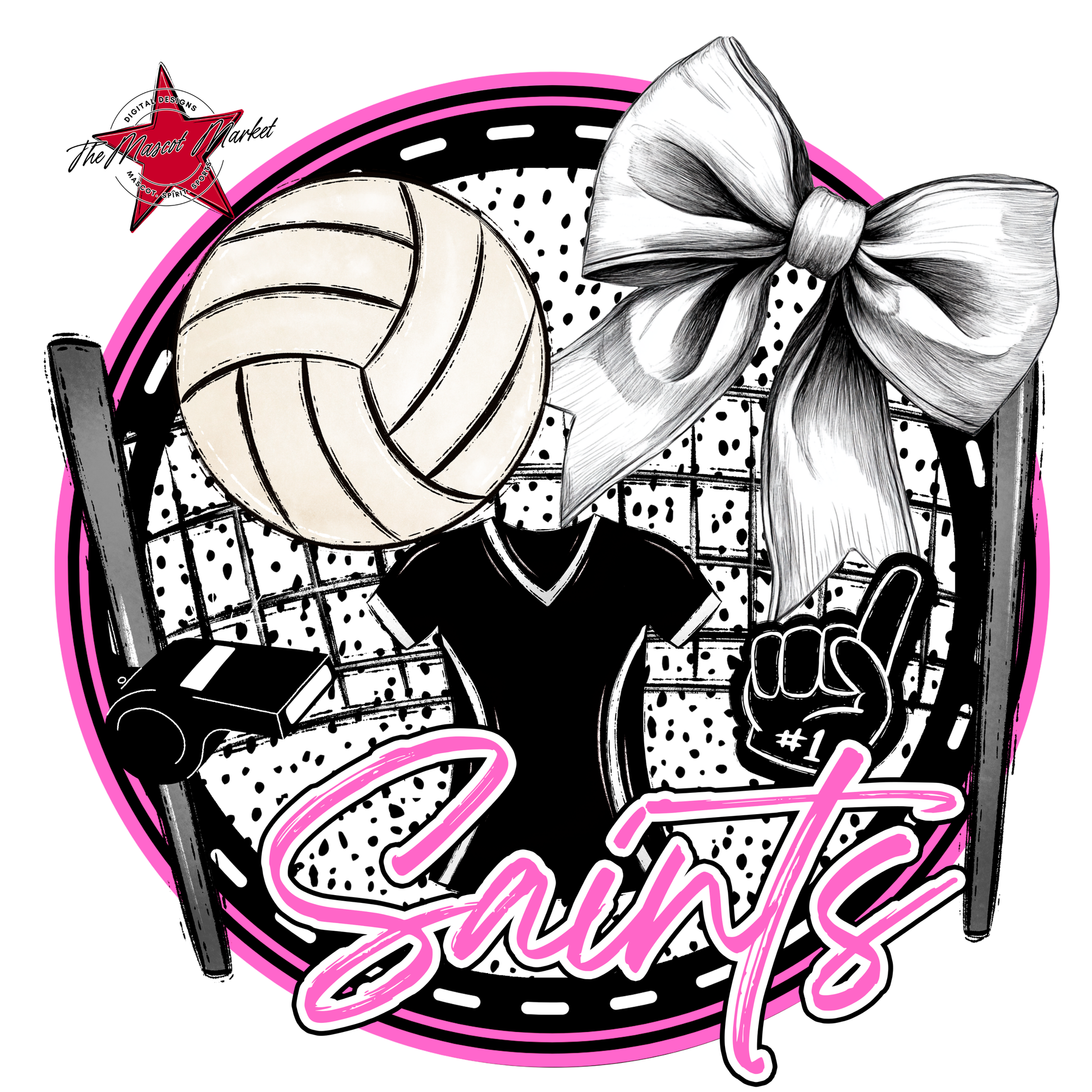 Saints Circle Volleyball Design-Baby Pink