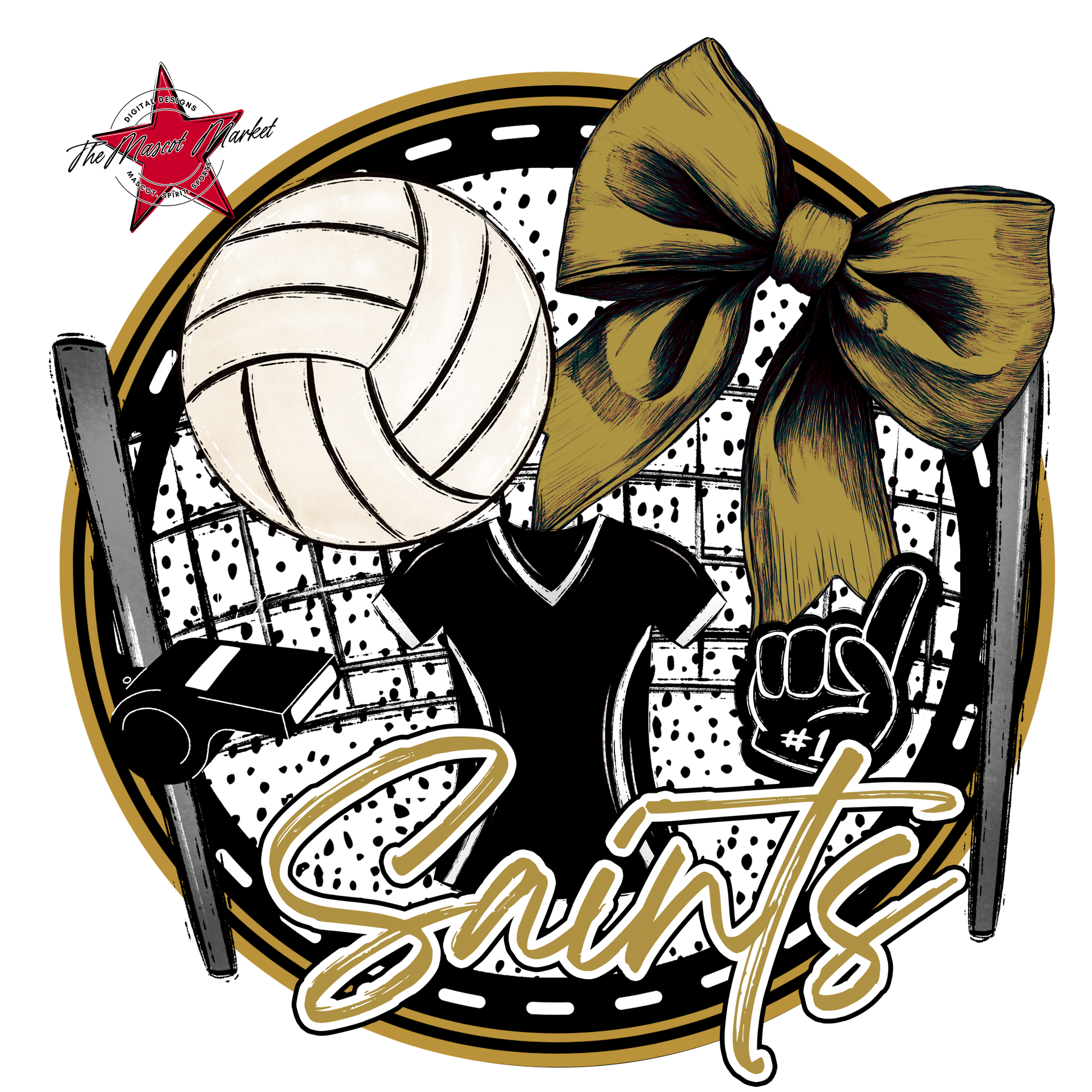 Saints Circle Volleyball Design-Gold