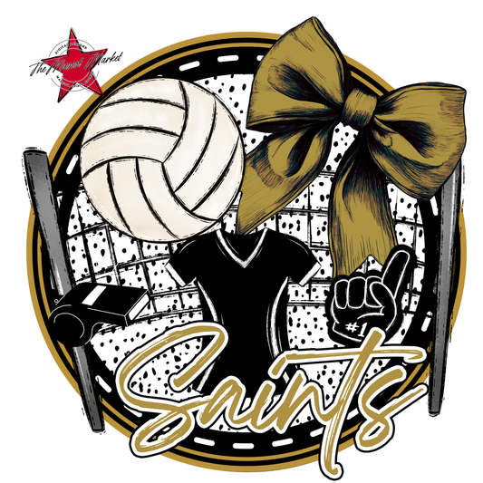 Saints Circle Volleyball Design-Gold