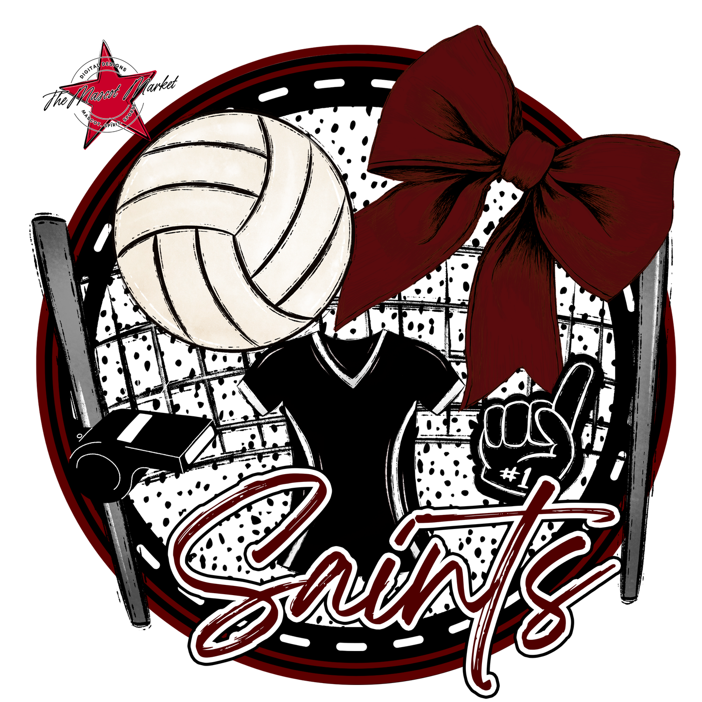 Saints Circle Volleyball Design-Maroon