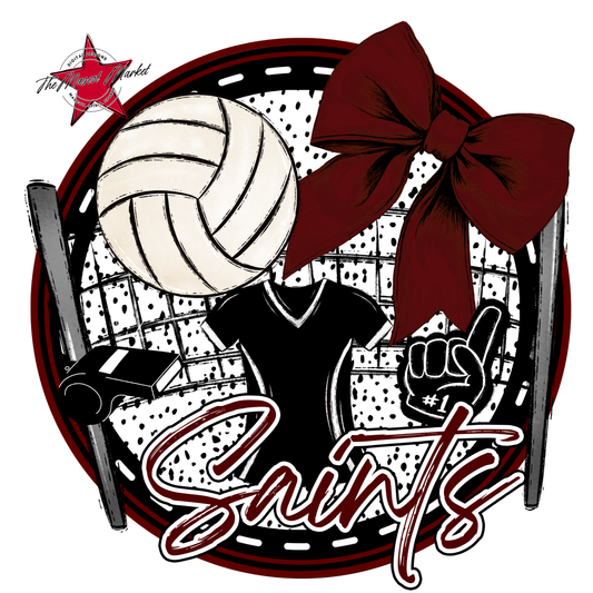 Saints Circle Volleyball Design-Maroon
