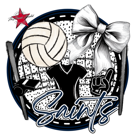 Saints Circle Volleyball Design-Navy