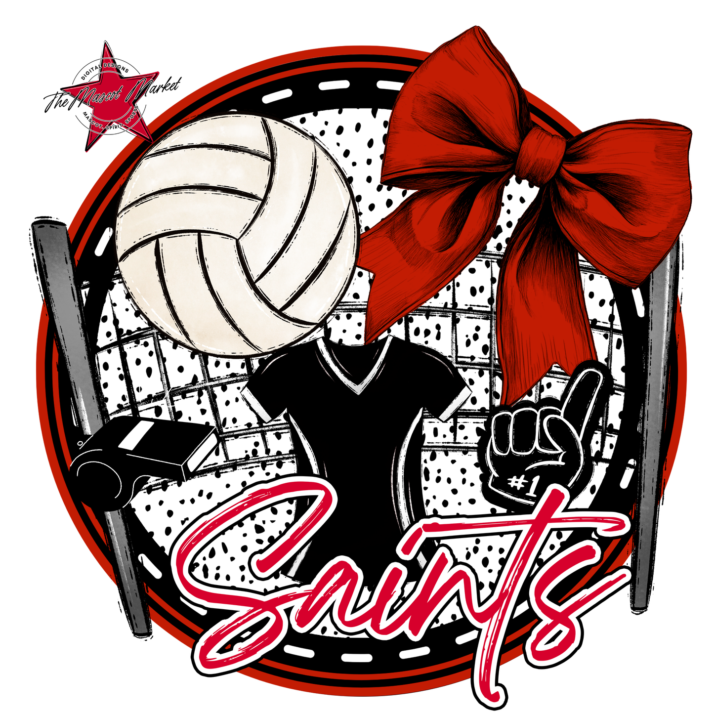 Saints Circle Volleyball Design-Red