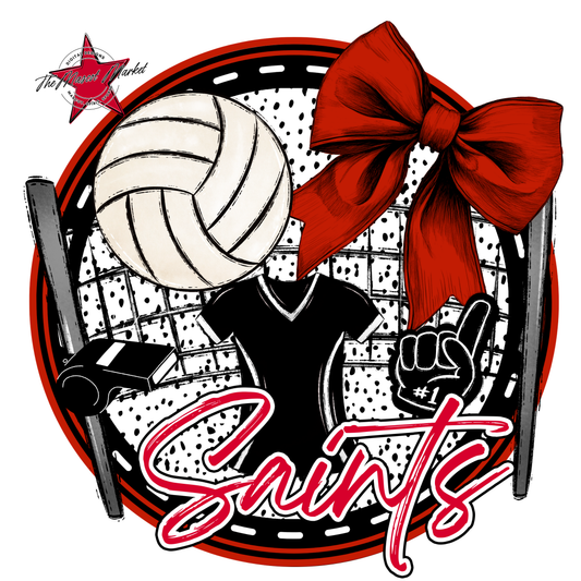 Saints Circle Volleyball Design-Red