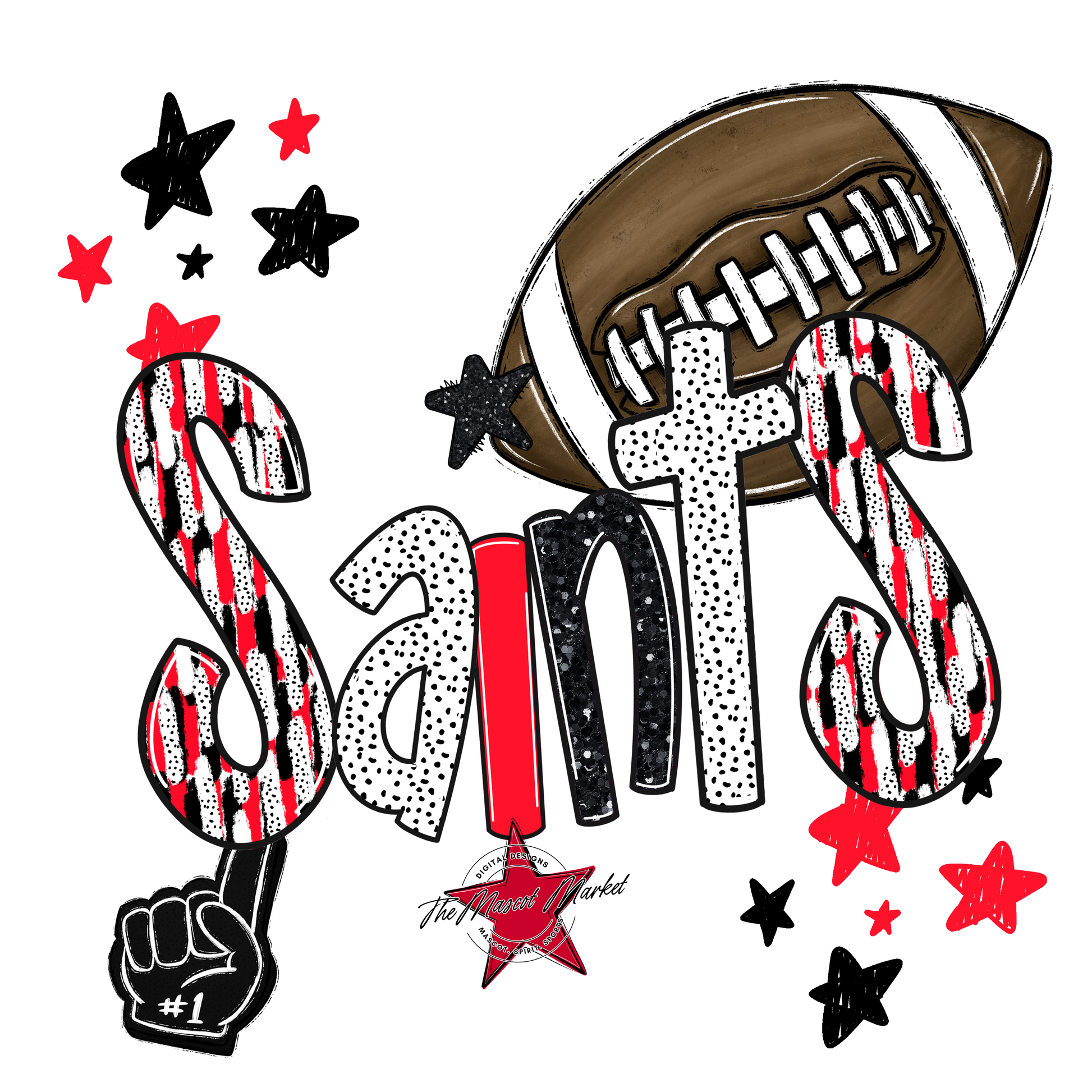 Saints Football Scrape-Bright Red