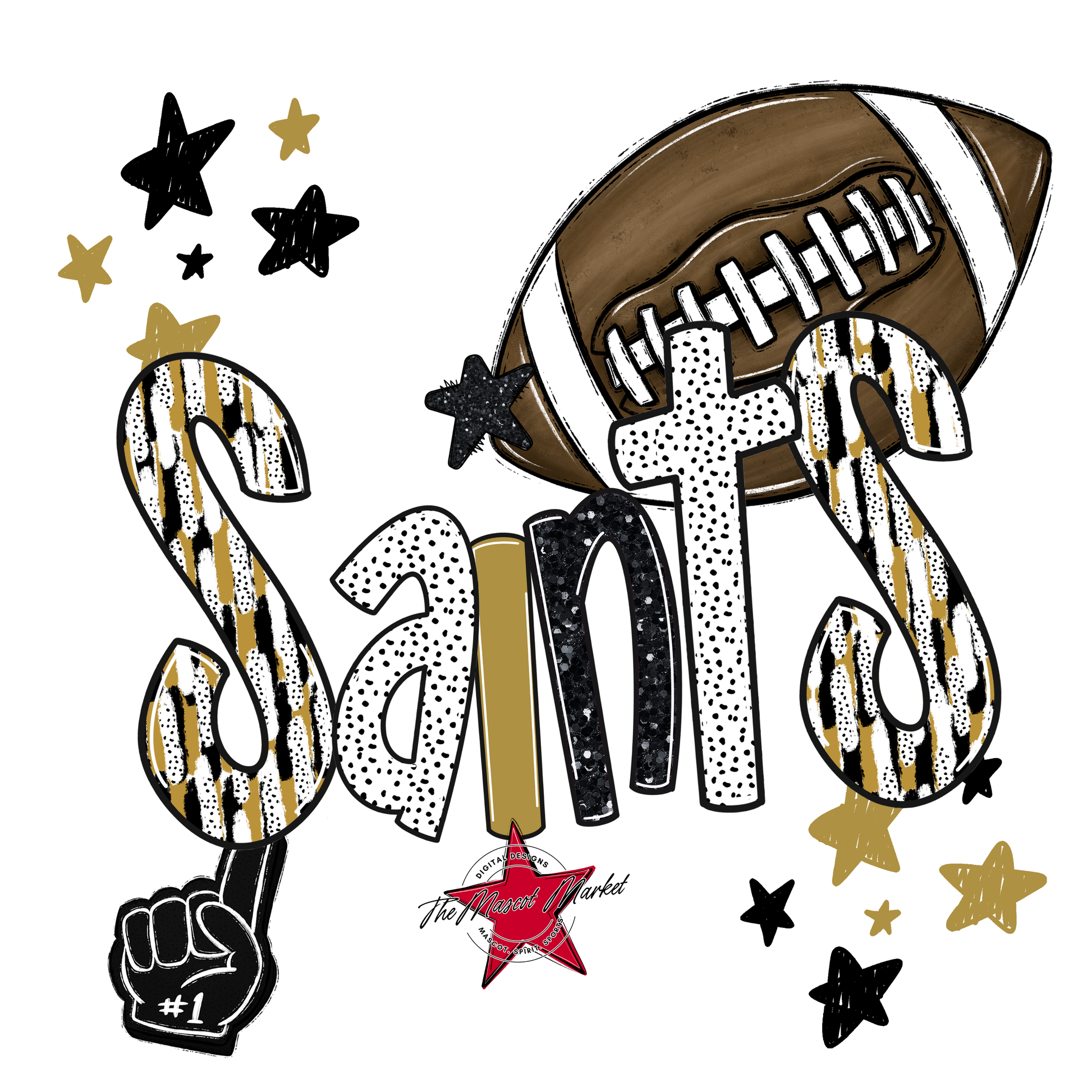 Saints Football Scrape-Gold