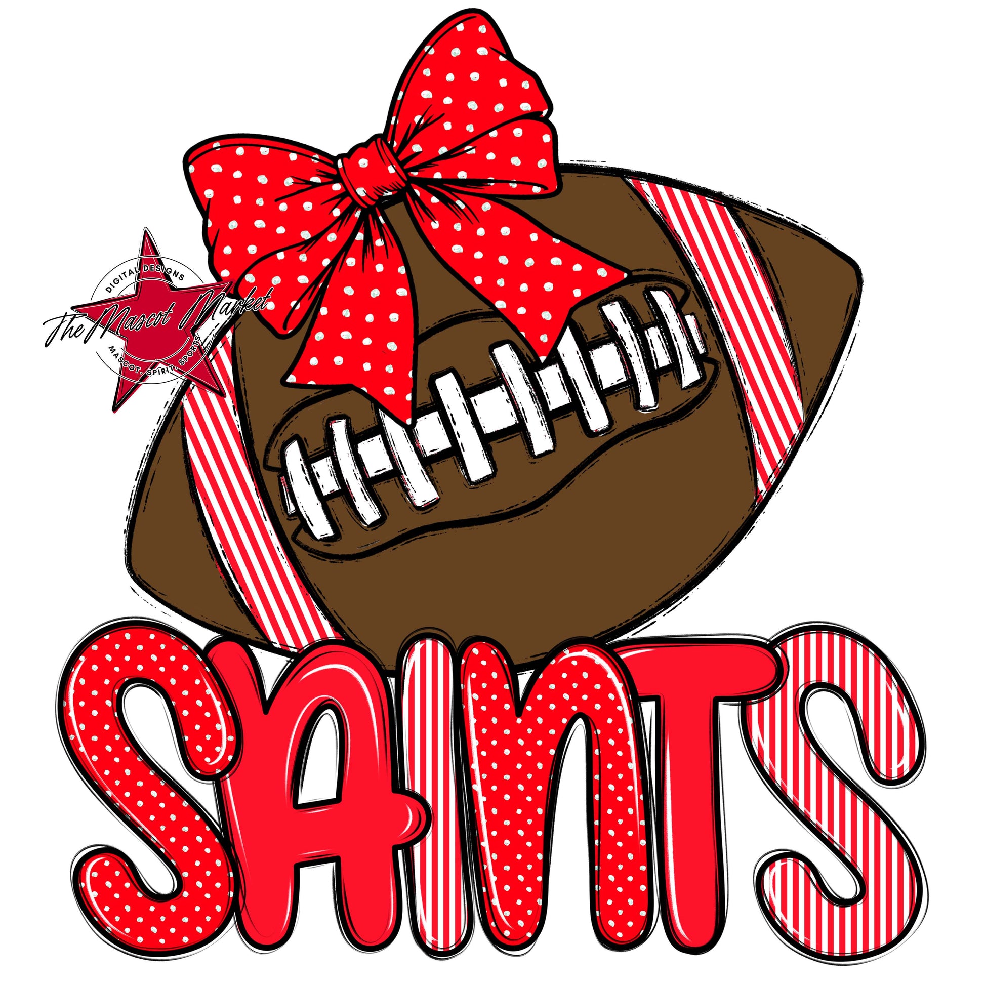 Saints Football Spirit Design-Bright Red