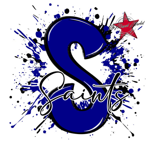 Saints Mascot Splatter-Blue