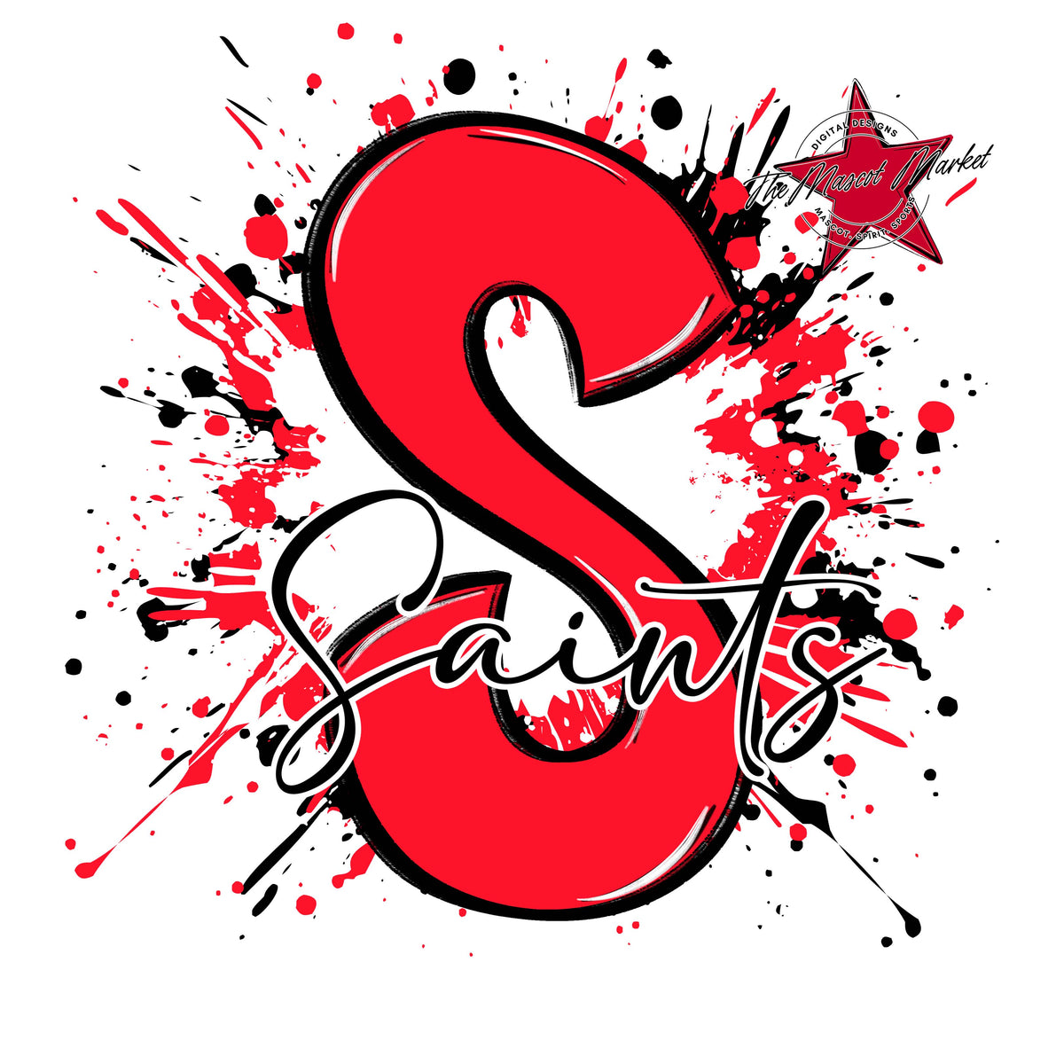 Saints Mascot Splatter-Bright Red