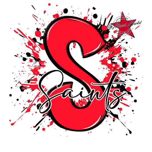 Saints Mascot Splatter-Bright Red