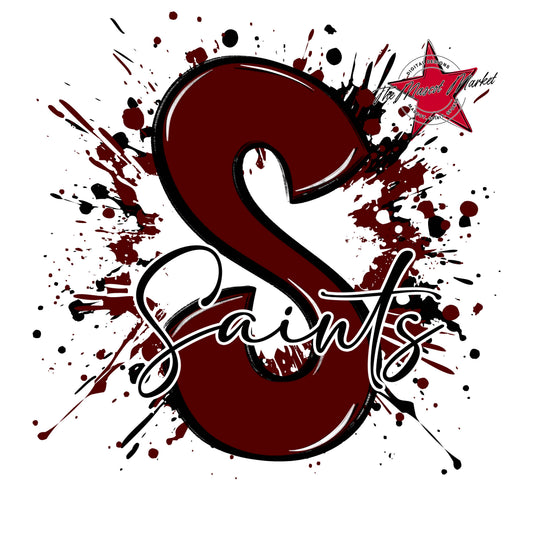 Saints Mascot Splatter-Maroon