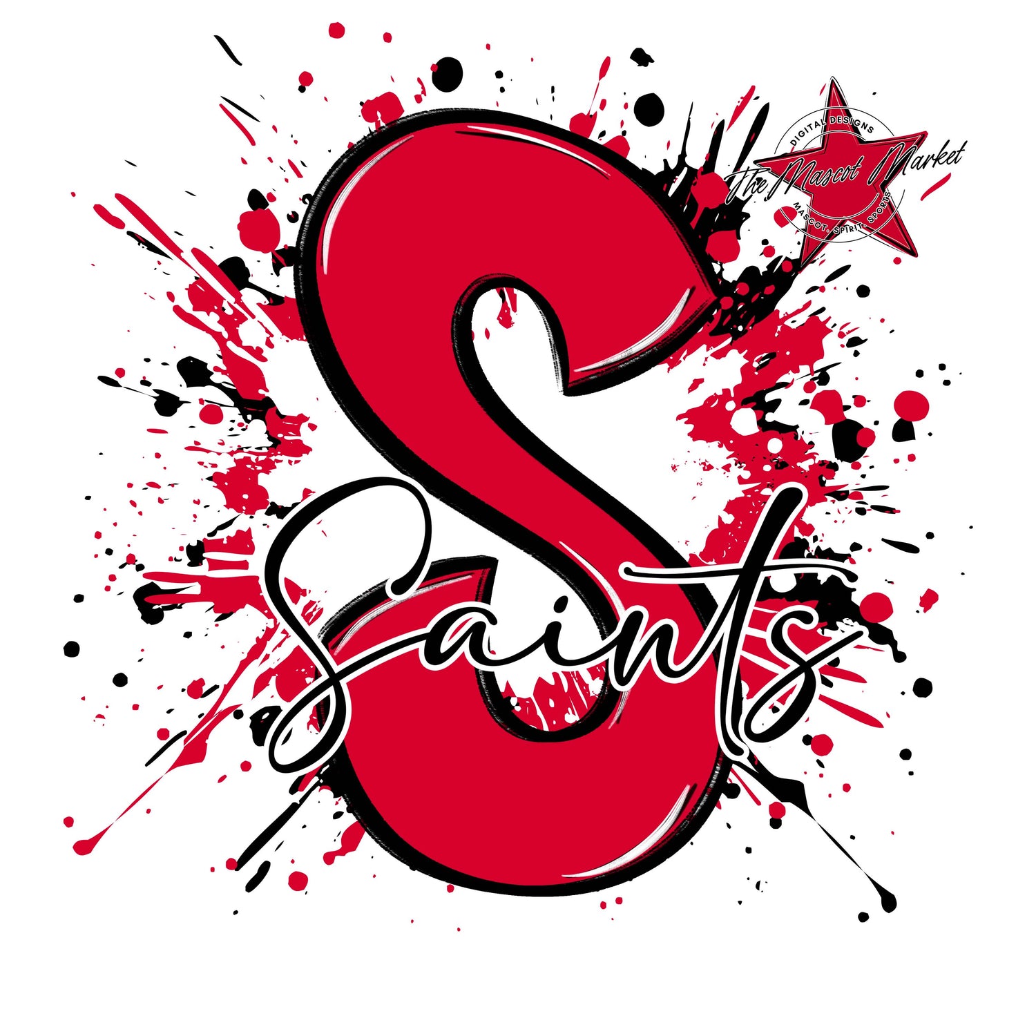 Saints Mascot Splatter-Red