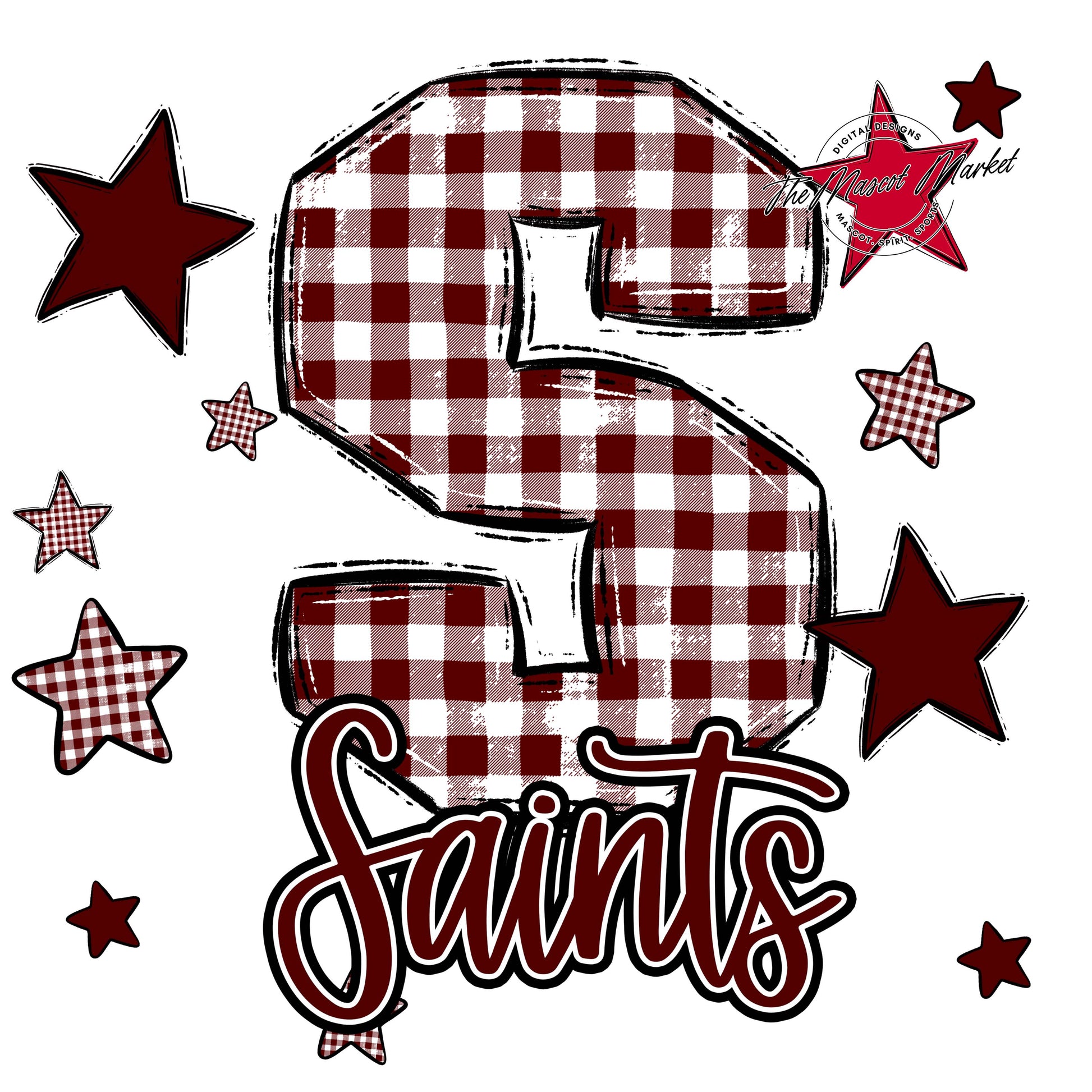 Saints Plaid Star Design-Maroon