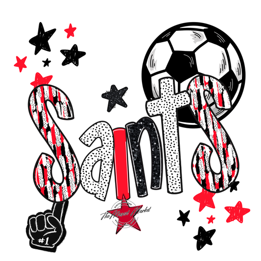 Saints Soccer Scrape-Bright Red