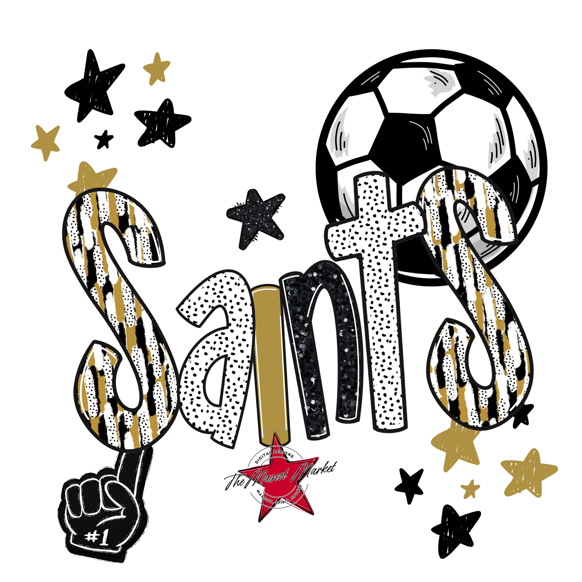 Saints Soccer Scrape-Gold