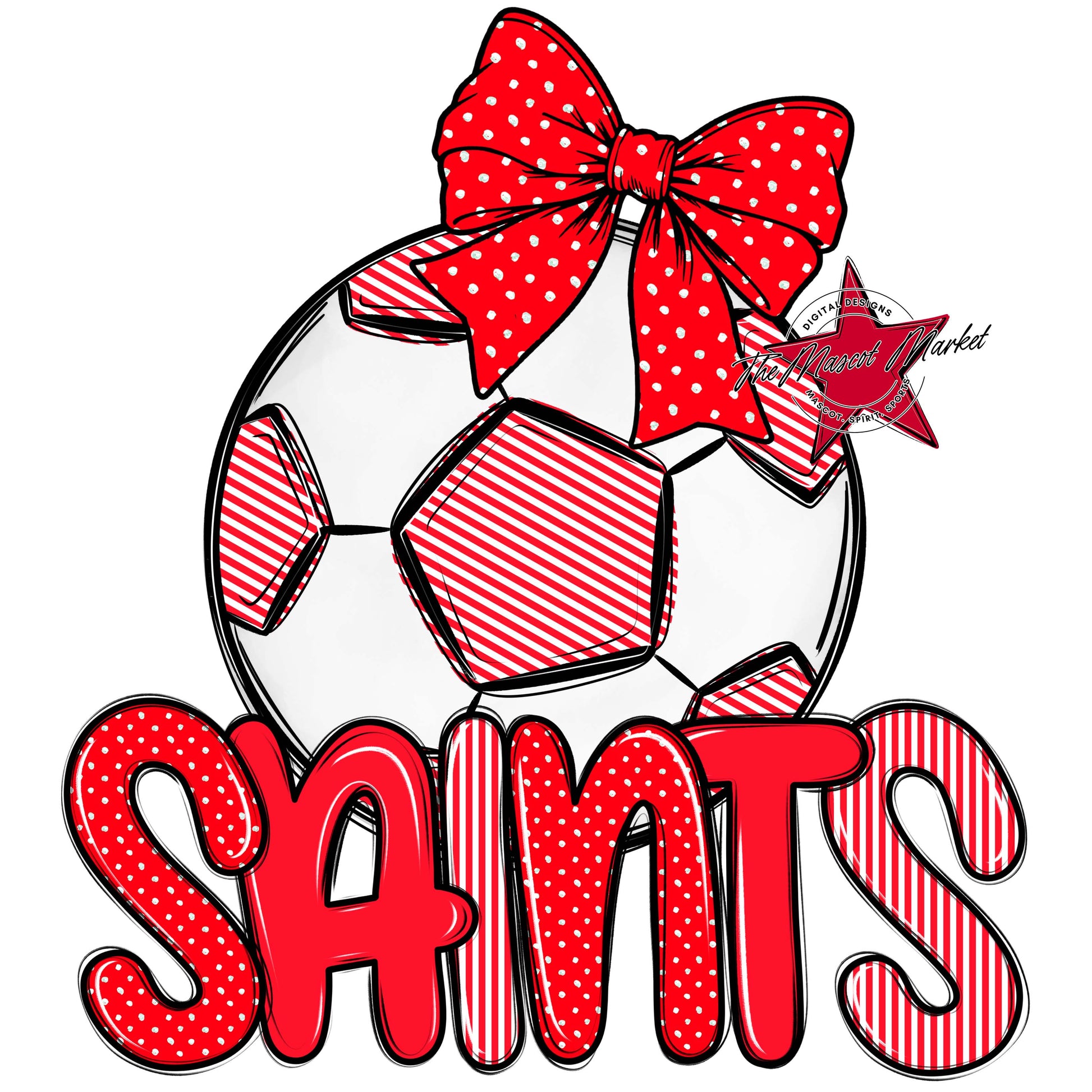 Saints Soccer Spirit Design-Bright Red