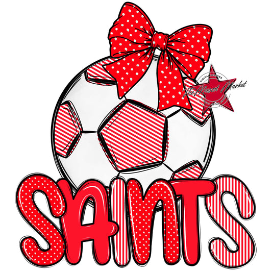 Saints Soccer Spirit Design-Bright Red