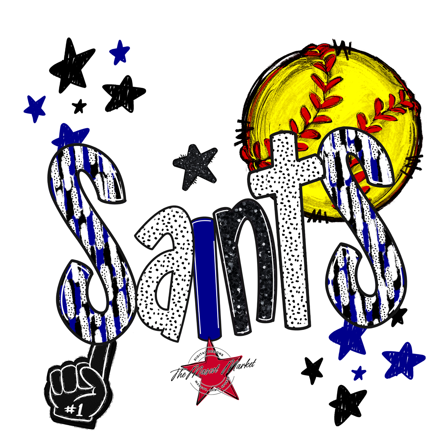 Saints Softball Scrape-Blue