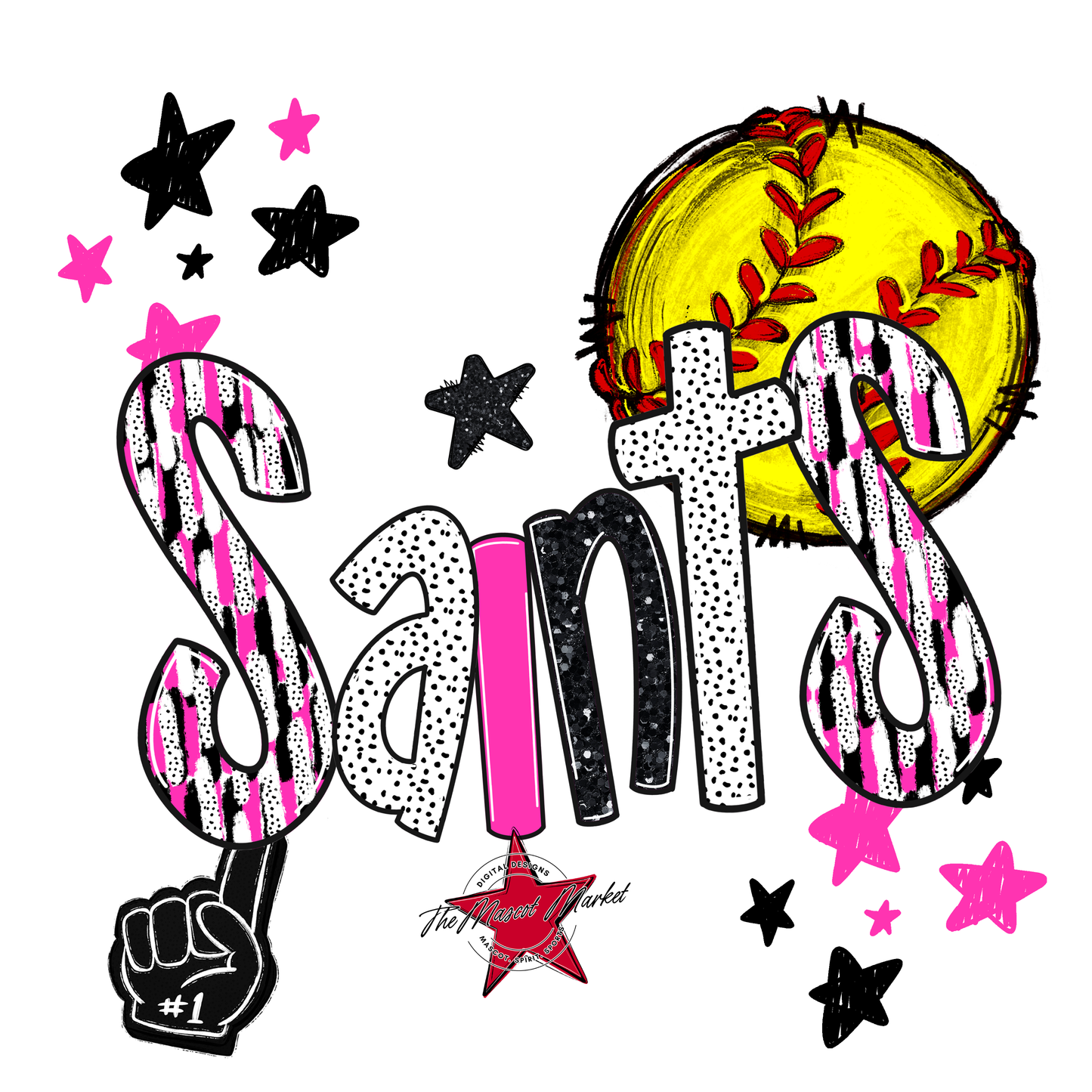 Saints Softball Scrape-Pink