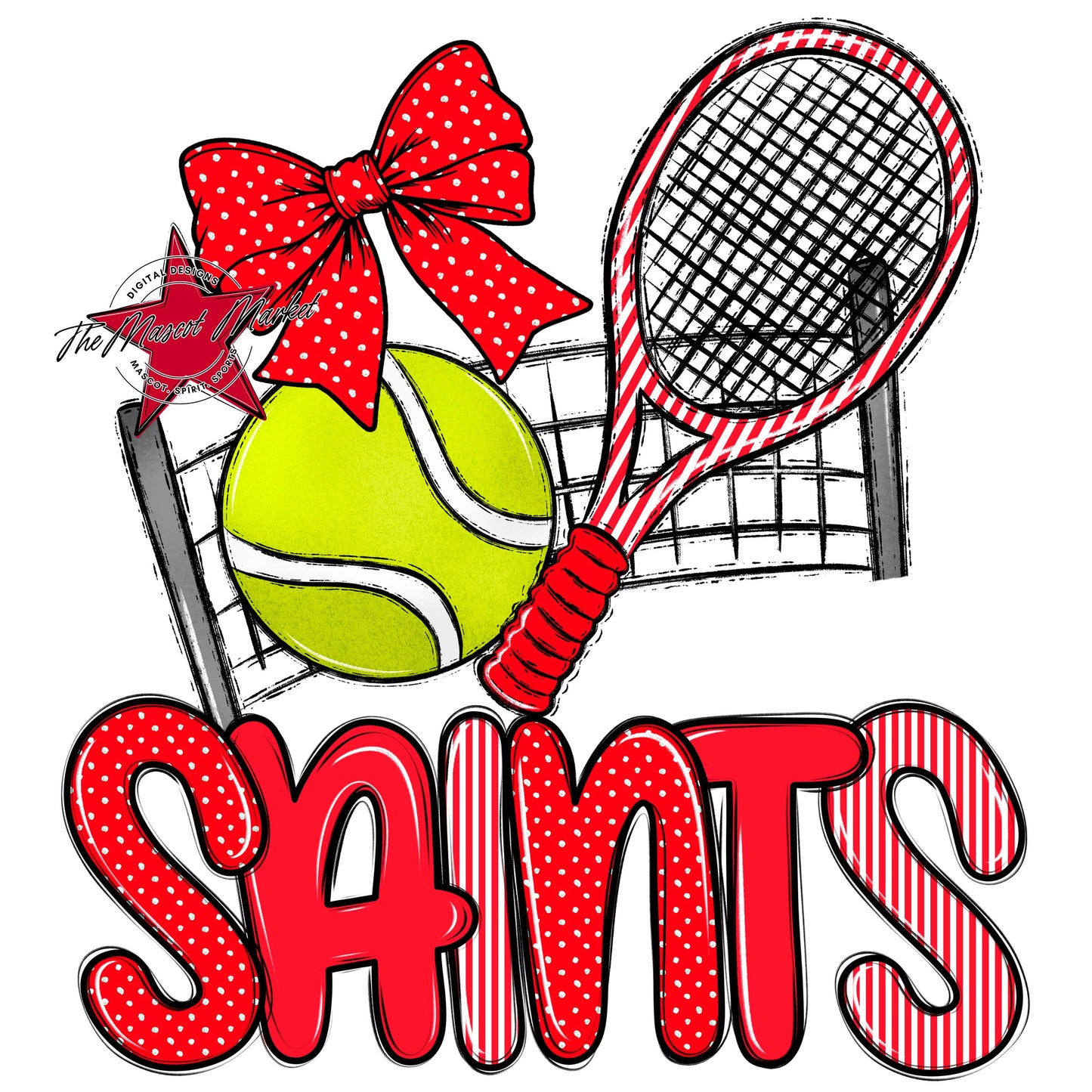 Saints Tennis Spirit Design-Bright Red