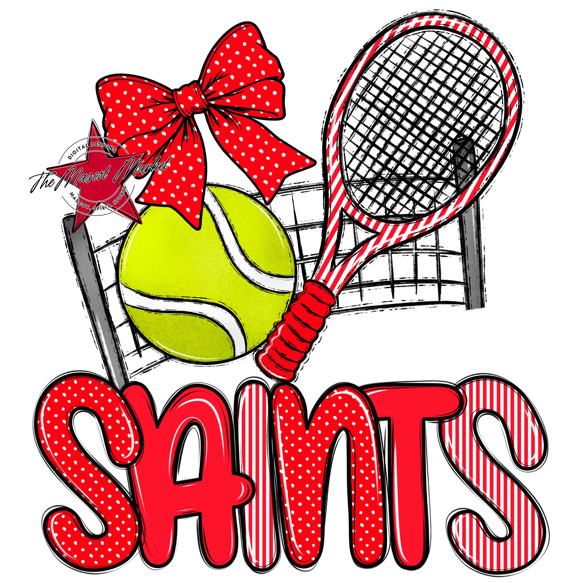 Saints Tennis Spirit Design-Bright Red