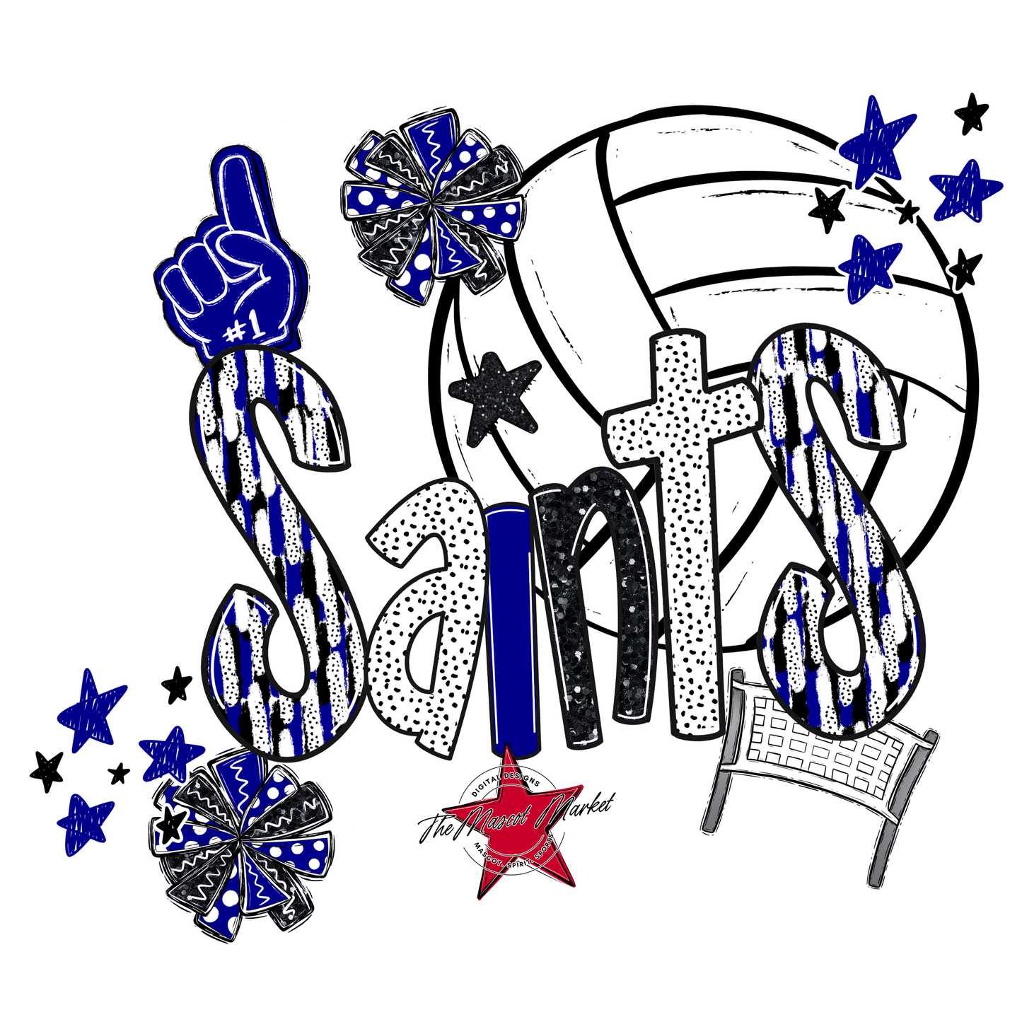 Saints Volleyball Scrape-Blue