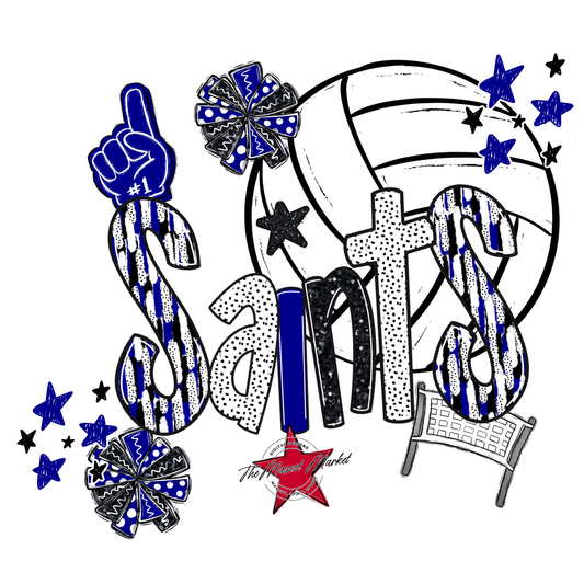 Saints Volleyball Scrape-Blue