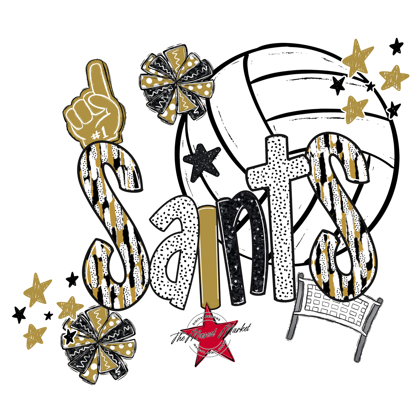 Saints Volleyball Scrape-Gold