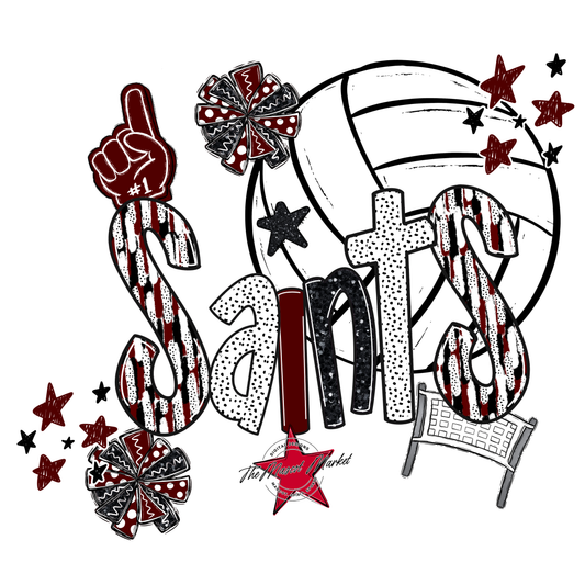 Saints Volleyball Scrape-Maroon