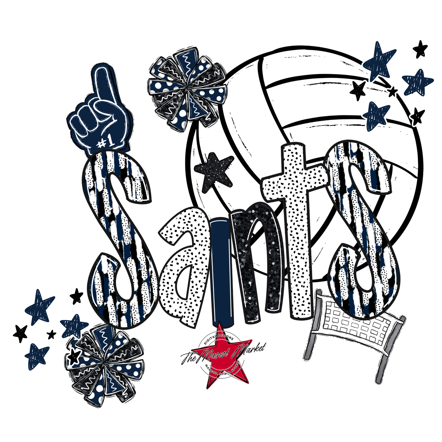 Saints Volleyball Scrape-Navy