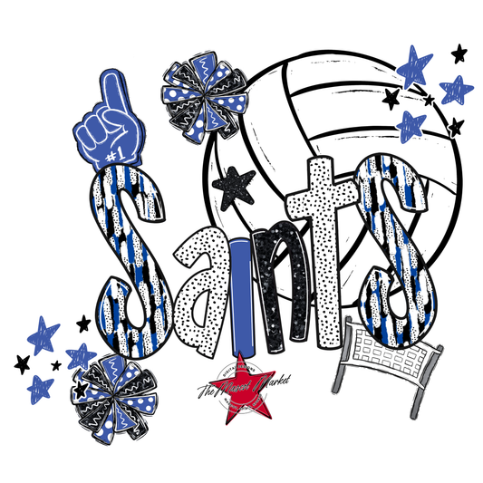 Saints Volleyball Scrape-Off Blue