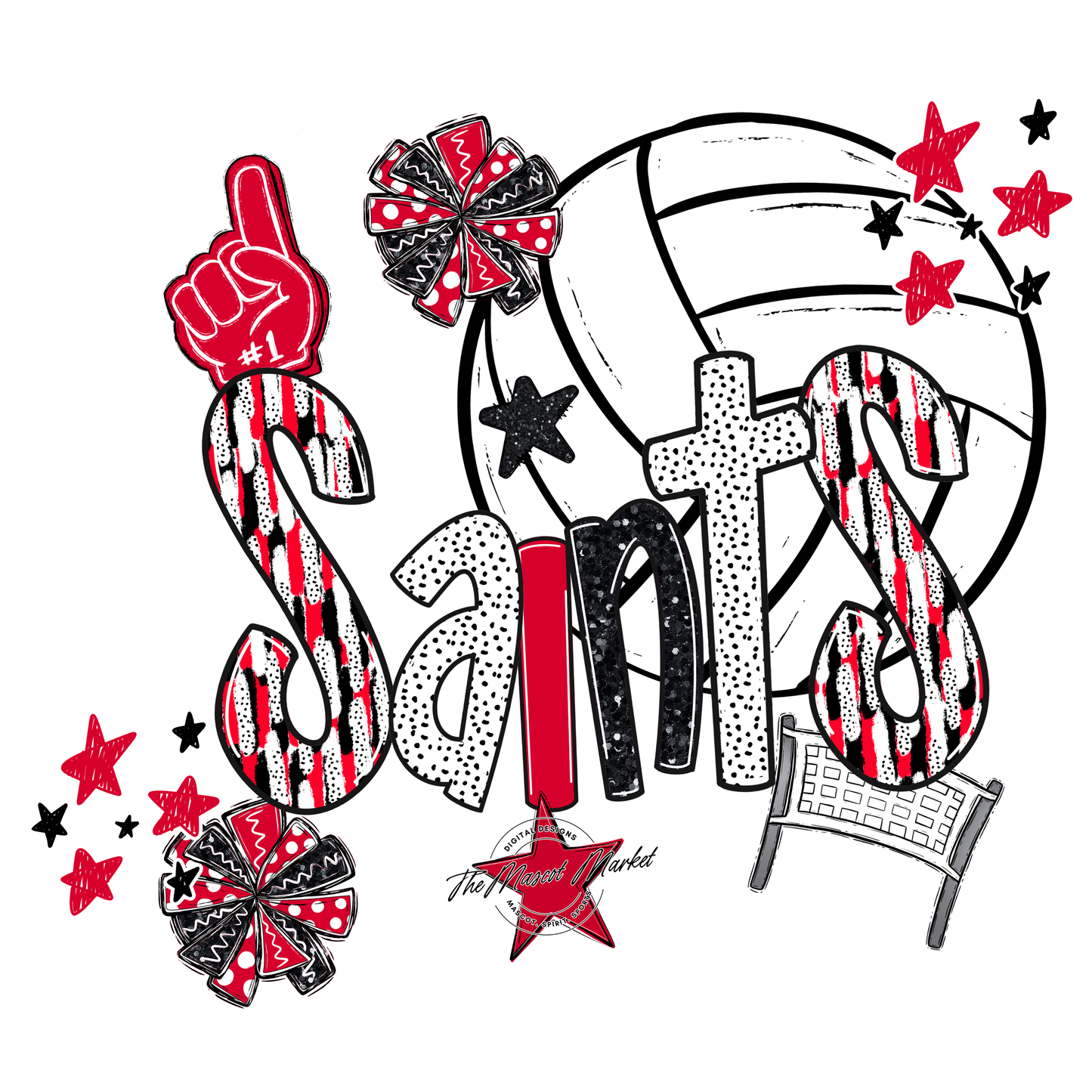 Saints Volleyball Scrape-Red