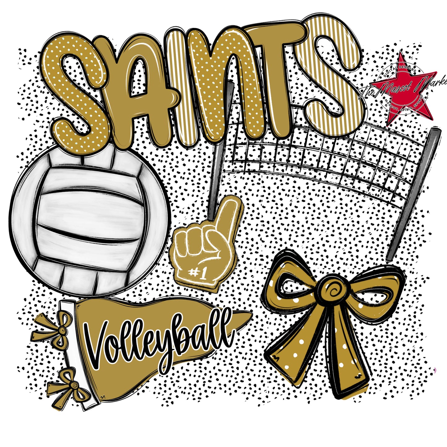 Saints Volleyball Spirit-Gold