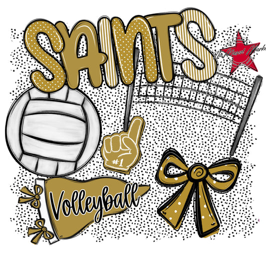 Saints Volleyball Spirit-Gold