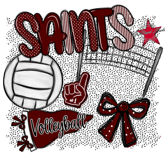 Saints Volleyball Spirit-Maroon