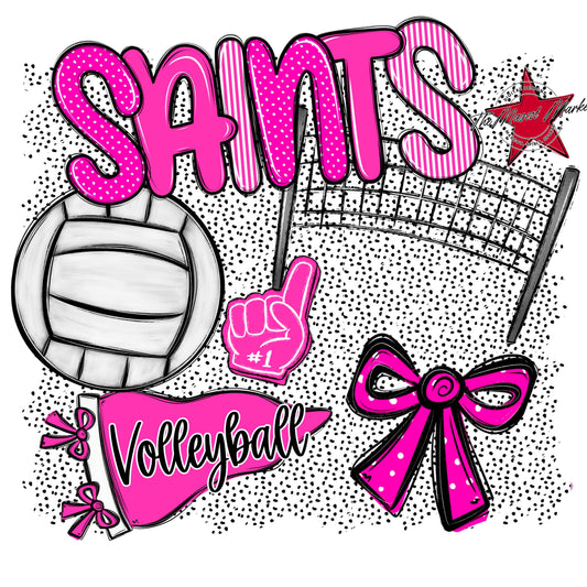 Saints Volleyball Spirit-Pink
