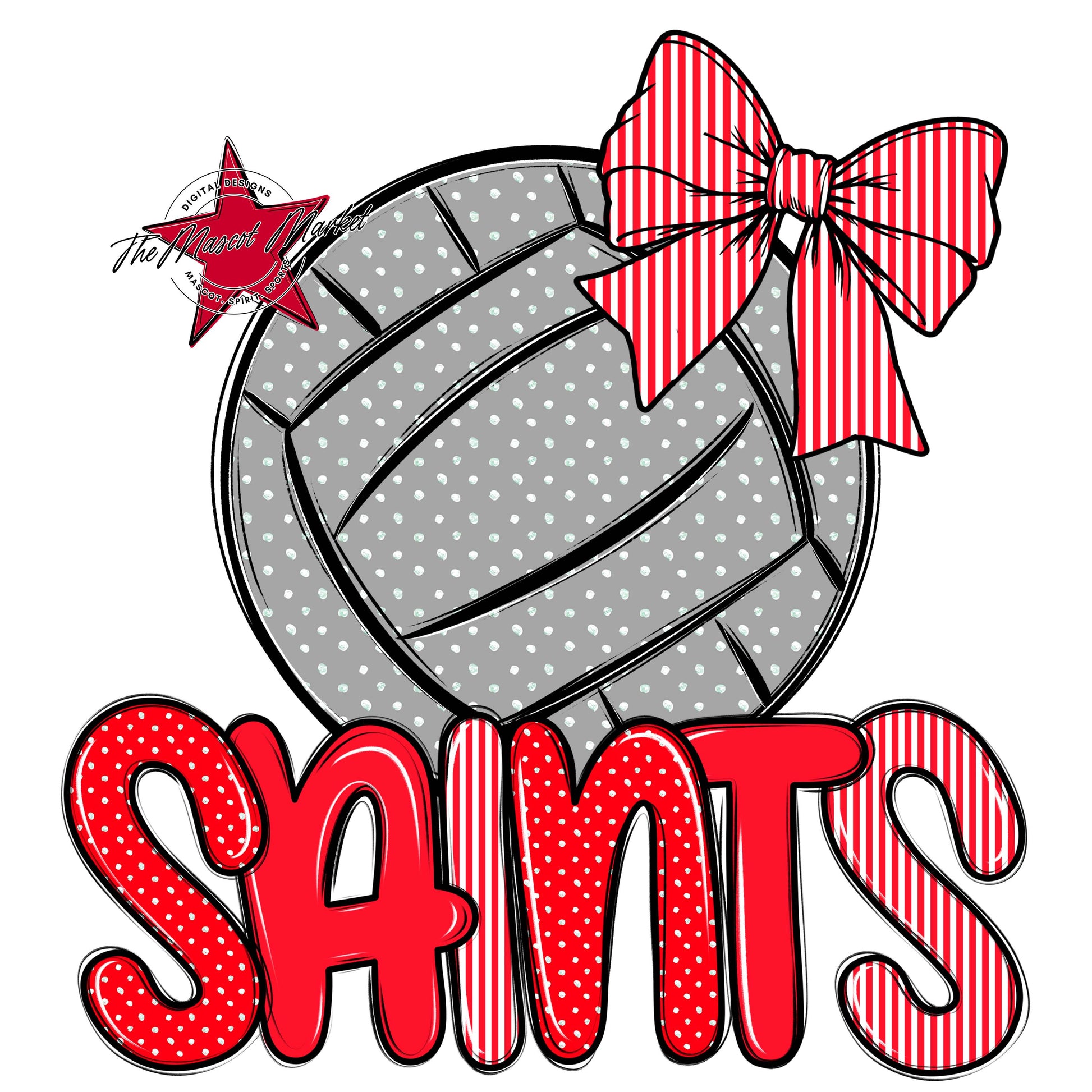 Saints Volleyball Spirit Design-Bright Red