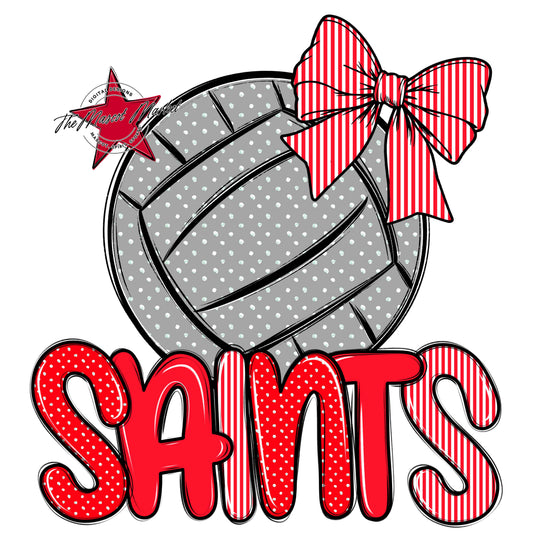 Saints Volleyball Spirit Design-Bright Red