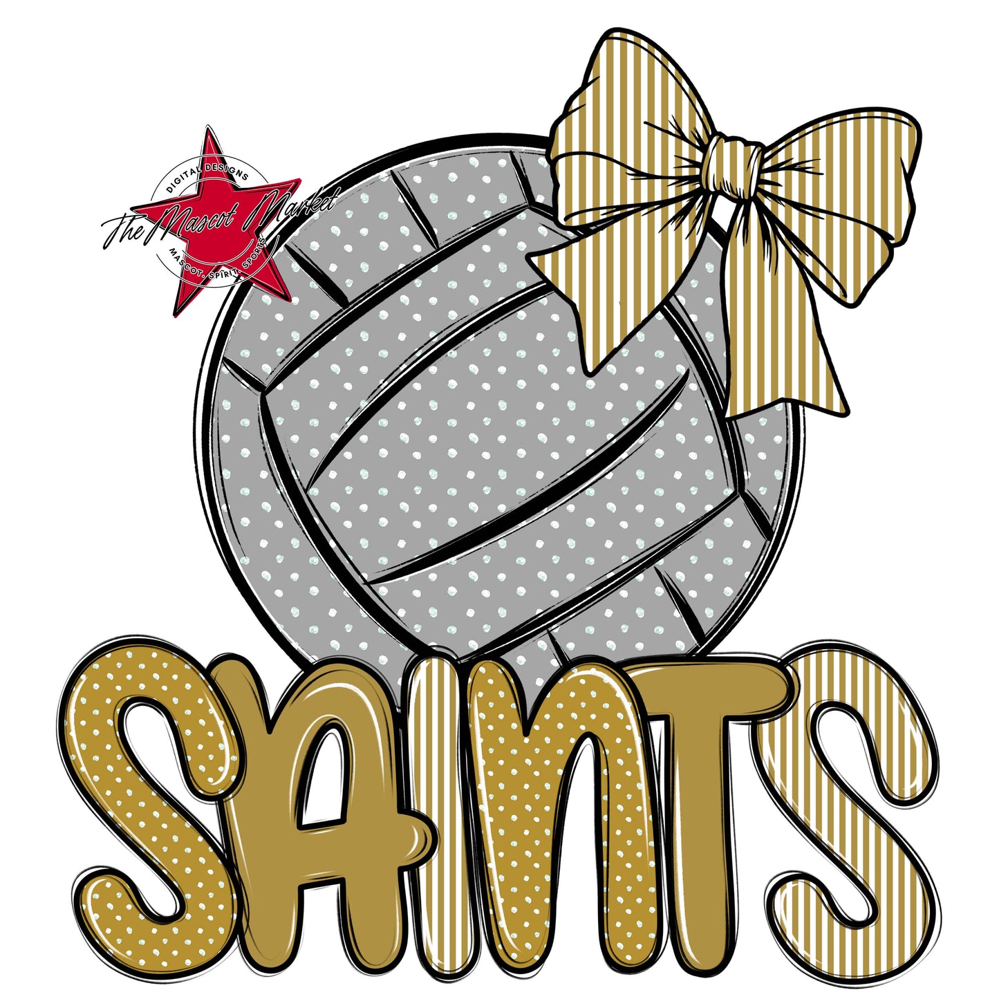 Saints Volleyball Spirit Design-Gold