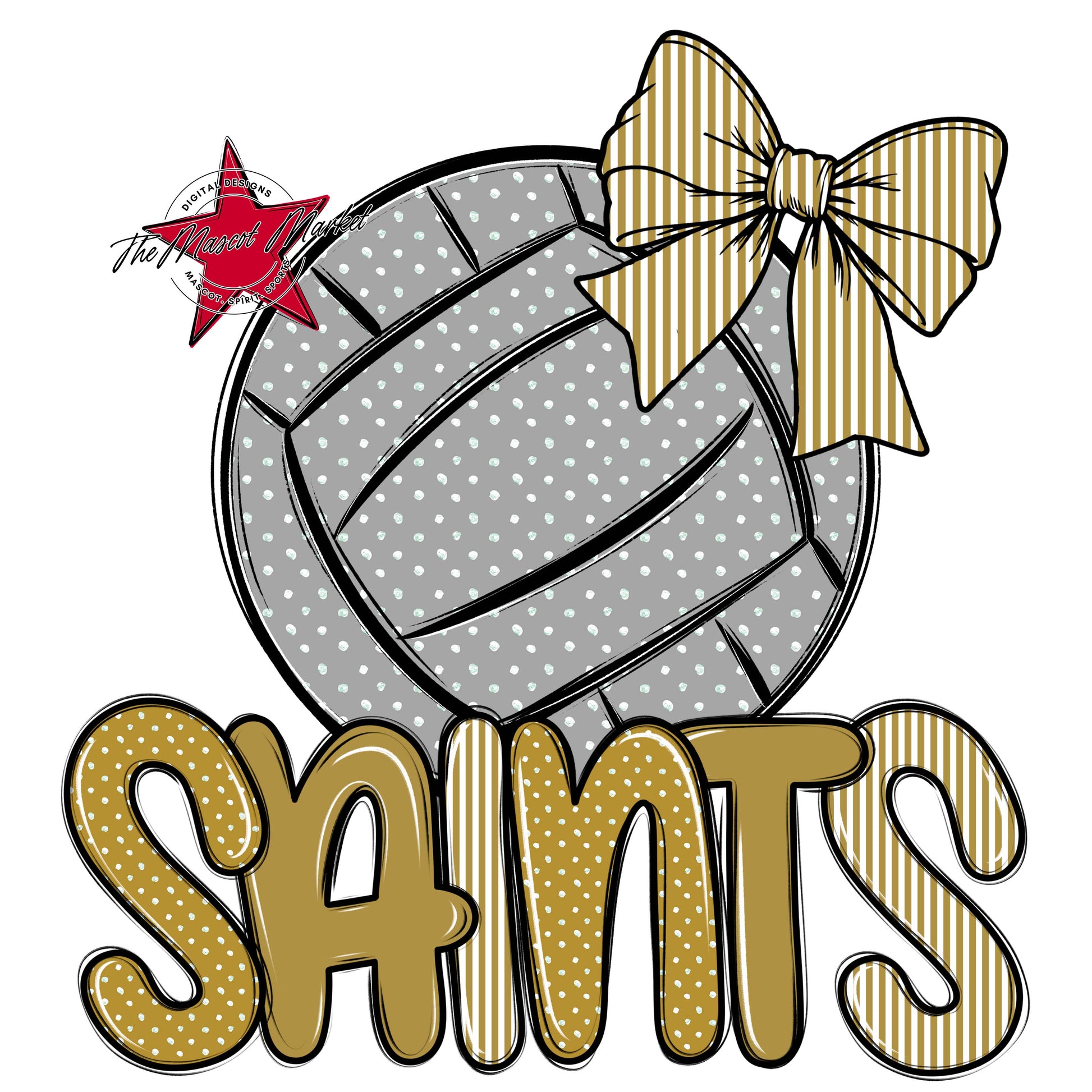 Saints Volleyball Spirit Design-Gold