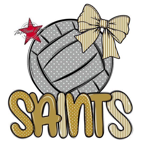 Saints Volleyball Spirit Design-Gold