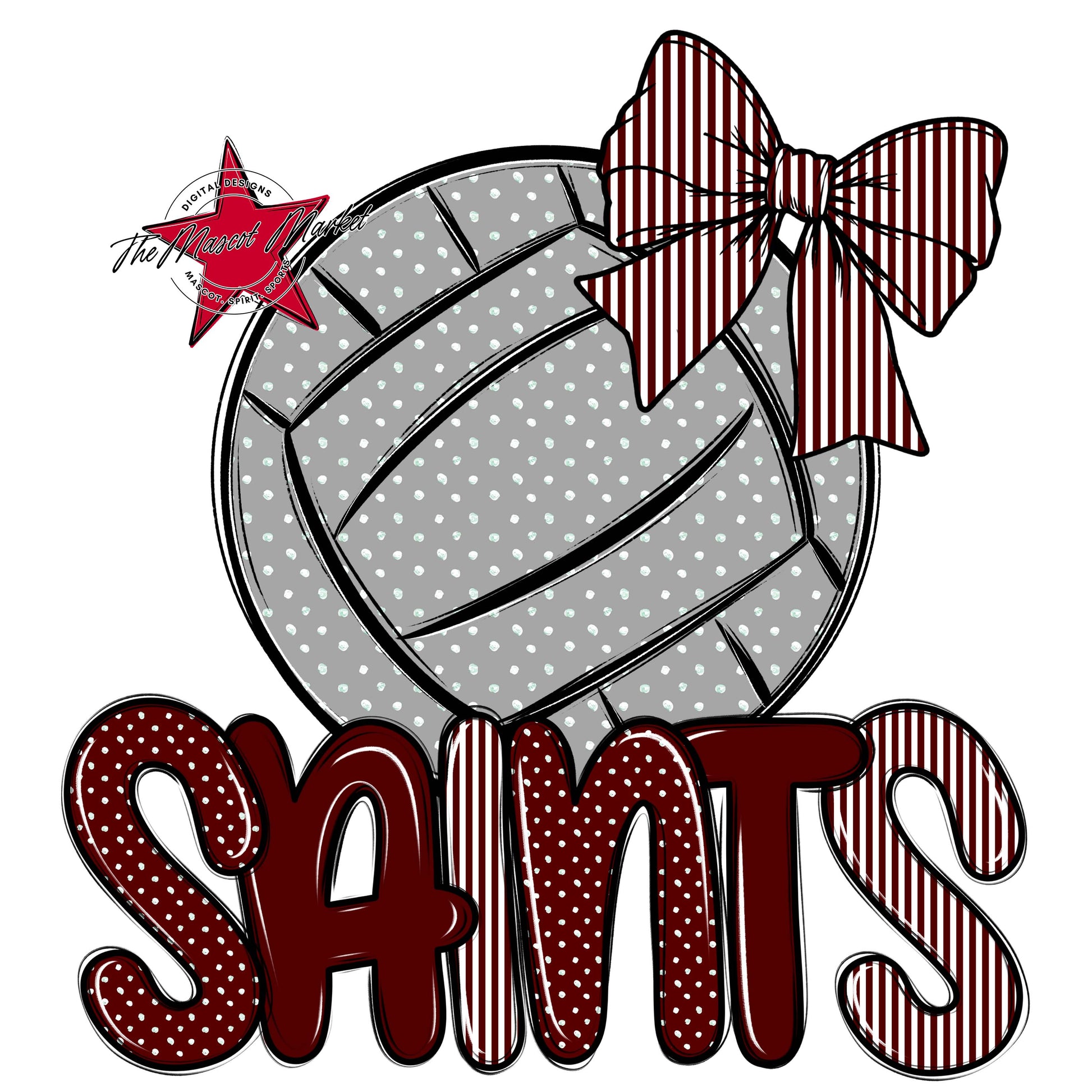 Saints Volleyball Spirit Design-Maroon