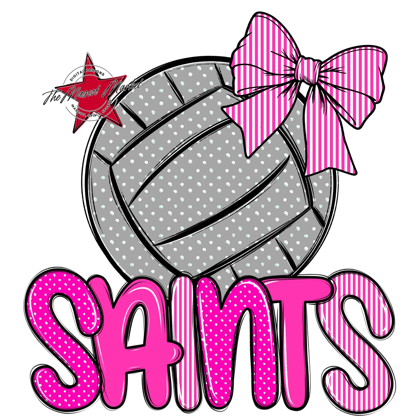 Saints Volleyball Spirit Design-Pink