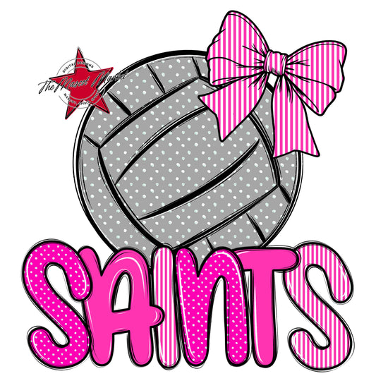 Saints Volleyball Spirit Design-Pink