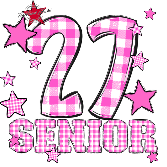 Senior 2027 Girly Plaid Design-Baby Pink