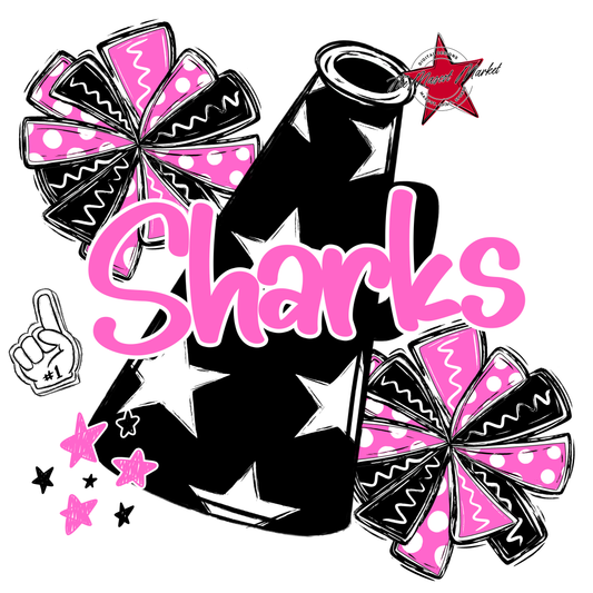 Sharks Alpha Megaphone Design-Baby Pink